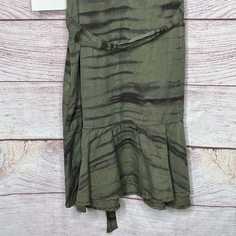 Bella Dahl Girls Flutter Sleeve Ruffle Fernwood Stripe Dress Size 10 New